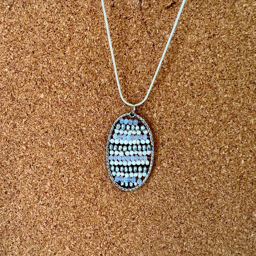 Beaded silver necklace